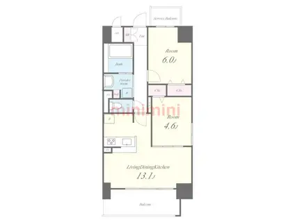 エターナ千里丘(2LDK/8階)の間取り写真