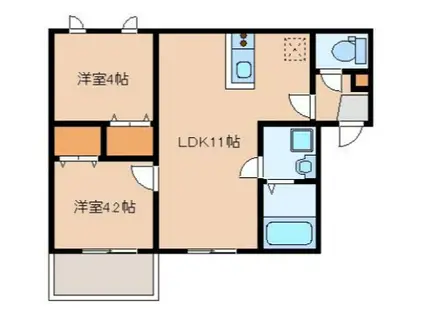 博多小町III(2LDK/1階)の間取り写真