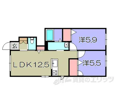アンジュール荒松(2LDK/1階)の間取り写真