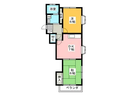プランドールB(2DK/2階)の間取り写真