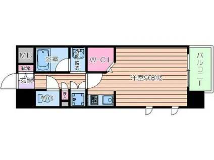 レジデンス本町靭公園 旧レジディア靭公園(ワンルーム/14階)の間取り写真