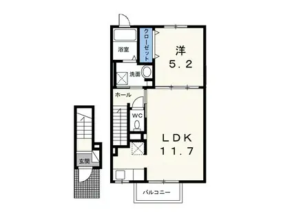 ブルーローズ(1LDK/2階)の間取り写真