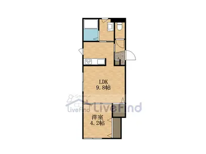 カトルフィーユ(1LDK/4階)の間取り写真