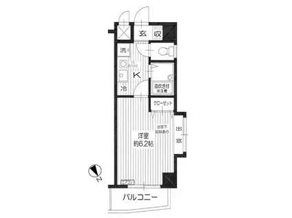 ベイ・アルファ南大塚(1K/6階)の間取り写真