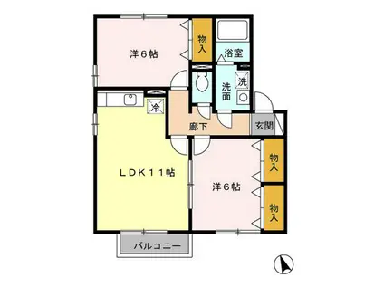 MJフォレストB(2LDK/2階)の間取り写真