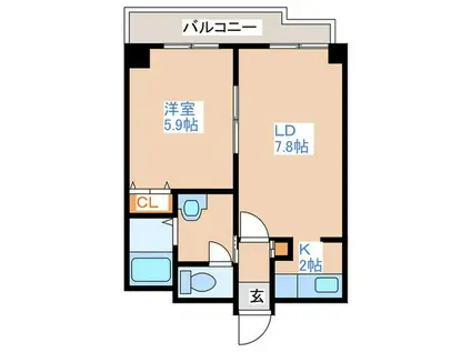 シャトーブラン19(1LDK/3階)の間取り写真