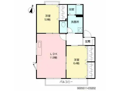 コモンシティ志井C棟(2LDK/2階)の間取り写真