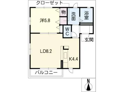 クラヴィエ下和田 A(1LDK/1階)の間取り写真