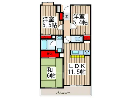 パークシティガーデン(3LDK/3階)の間取り写真