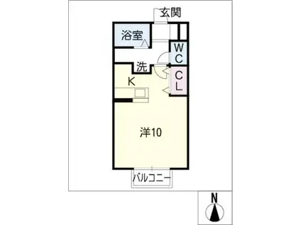 アンビシャス 南棟(ワンルーム/2階)の間取り写真