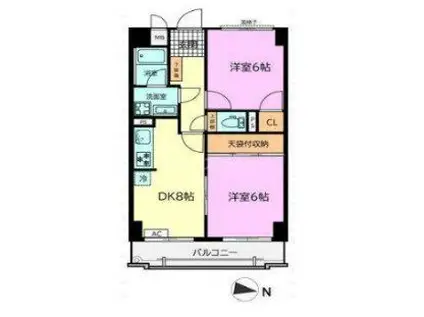 ケリーズマンション(2DK/2階)の間取り写真