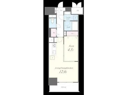 アロームドゥジョア(1LDK/12階)の間取り写真