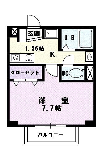 コモド II(1K/2階)の間取り写真