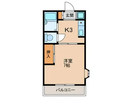 コートアゼリアB棟(1K/1階)の間取り写真