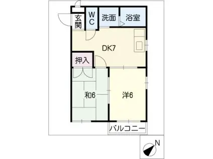 フレグランス東脇(2DK/1階)の間取り写真