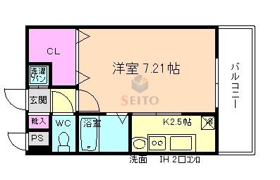 ラフォンテ十三(1K/7階)の間取り写真