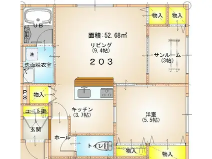 ウインドソングI(1LDK/2階)の間取り写真