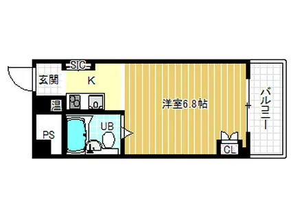 ヴィラ福島(1K/2階)の間取り写真