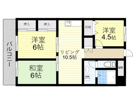 アメニティ21南大分(2LDK/5階)の間取り写真