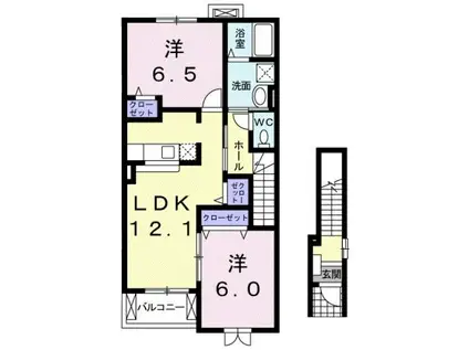 さくらろーずB(2LDK/2階)の間取り写真