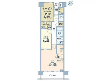 クレストフォルム新横浜サウススクエア(1SLDK/6階)の間取り写真