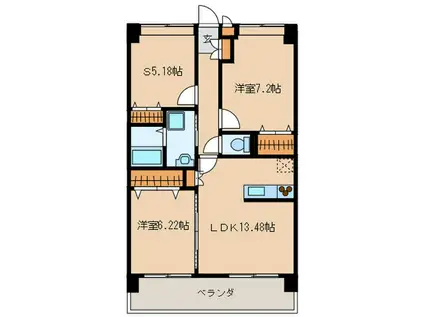 サンルージュ春日(2SLDK/5階)の間取り写真
