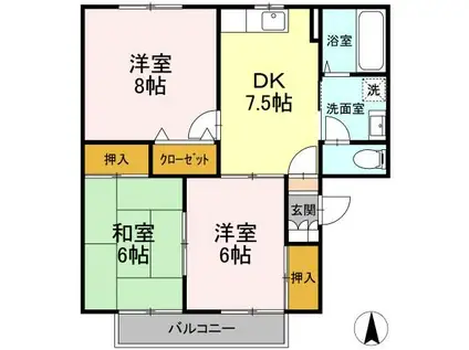 トゥインクルコート五番館(3DK/2階)の間取り写真