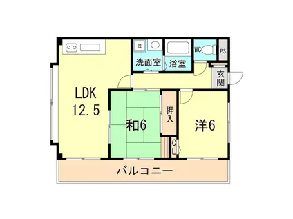 ネオブリーズ森北(2LDK/2階)の間取り写真