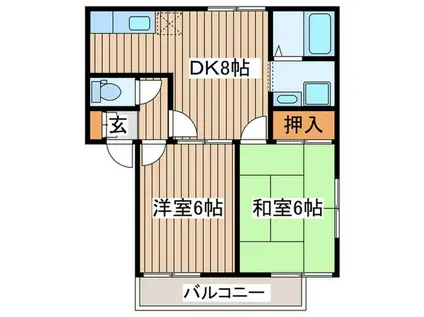 ファミールスガワラB(2DK/1階)の間取り写真