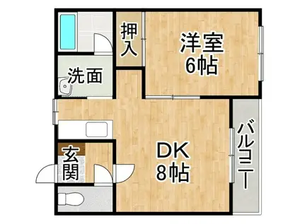 コーポリビエール(1DK/2階)の間取り写真