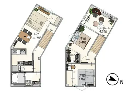 明和ビル北棟C区画(2SLDK/2階)の間取り写真