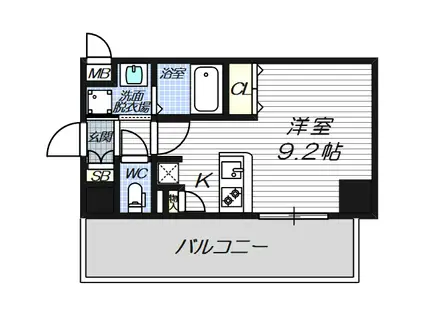 エスライズ梅田北(ワンルーム/9階)の間取り写真