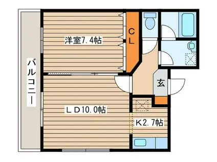 プラーク(1LDK/2階)の間取り写真