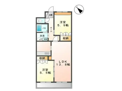 サンライズ SOURI(2LDK/3階)の間取り写真