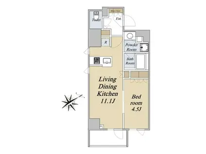 クレストコート旗の台(1LDK/3階)の間取り写真