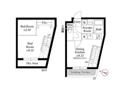 グランパセオ目黒洗足(2DK/B1階)の間取り写真