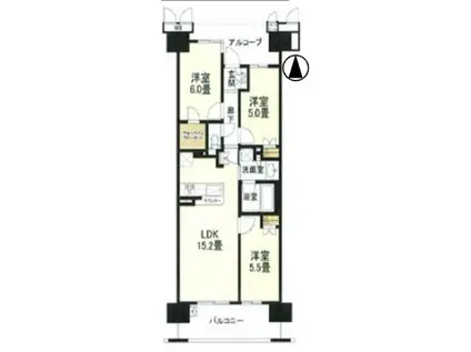 リバーガーデン福島木漏れ日の丘E棟(3LDK/17階)の間取り写真