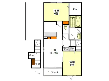 レジデンスブロッコリー F棟・G棟(2LDK/2階)の間取り写真