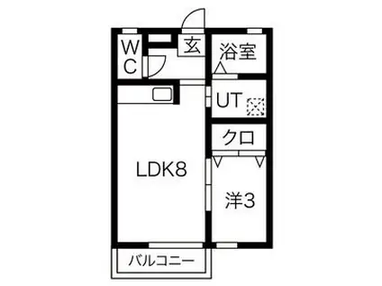 プレステージ風YS(1LDK/1階)の間取り写真