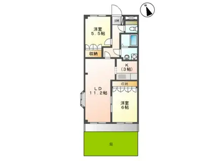 プロスペルA(2LDK/1階)の間取り写真