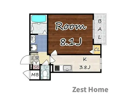 GRAN FELIZ(1K/2階)の間取り写真