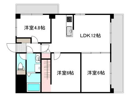 タイガーウイングマンション(3LDK/5階)の間取り写真