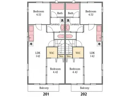 ソレジャート(2LDK/2階)の間取り写真