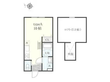 アーリーガーデン横濱山手II(ワンルーム/1階)の間取り写真