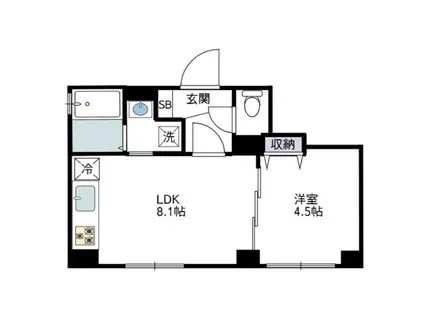 ROYAL HILLS 桜(1LDK/4階)の間取り写真