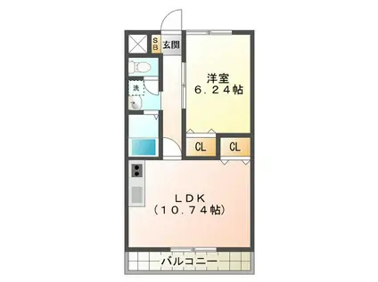 コート津新町(1LDK/9階)の間取り写真