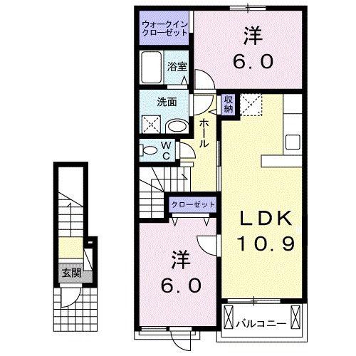 エデンII(2LDK/2階)の間取り写真