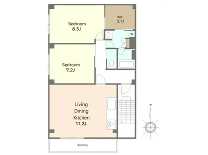 ベルヴィル糀谷(2LDK/2階)の間取り写真