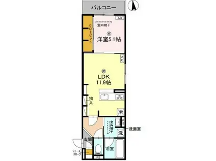 スペチアーレ東中本(1LDK/2階)の間取り写真