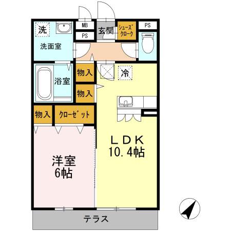 アルカディア湘南(1LDK/1階)の間取り写真